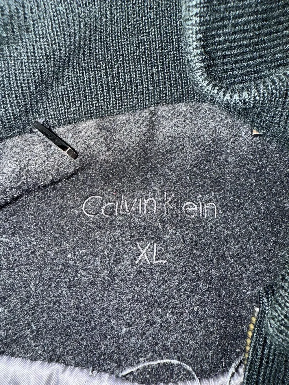 Calvin Klein Car Coat Mens XL Black Quilted Lined Full Zip Stand Collar Pockets